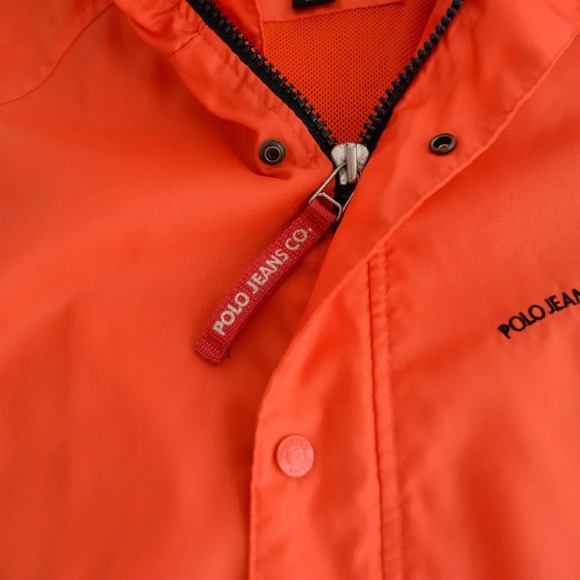 Vintage Polo Jeans Co. Ralph Lauren Orange Zip Up Rain Coat Size Medium - Picture 12 of 14